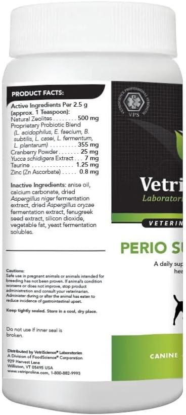 VETRISCIENCE Pro Perio Support Pro Dental Powder - Dogs + Cats, 16 oz