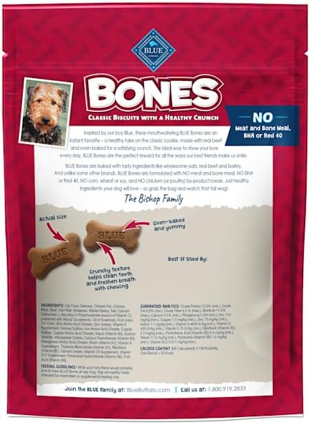 Blue Buffalo Bones Natural Crunchy Beef Flavor Small Dog Biscuits, 16 oz.
