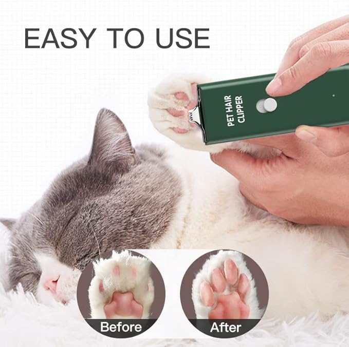 Feet Hair Trimmer, Dog Clippers,Quiet Washable USB Rechargeable Cordless Dog Grooming Kit,Electric Pets Hair Trimmers Shaver Shears for Dogs and Cats Green