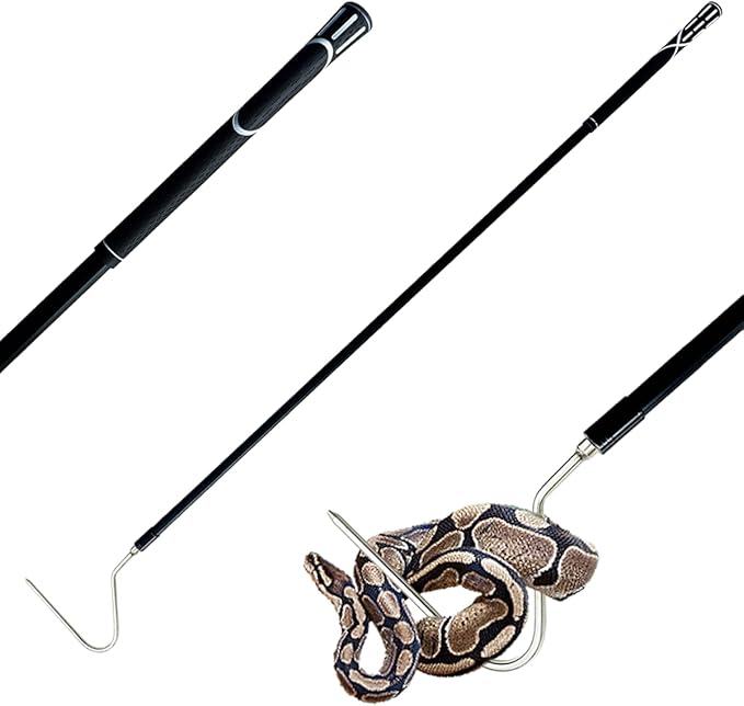 48" Carbon Snake Hook Reptile Catcher Stick Tongs Rattlesnakes Grabber Pick-up Handling Tool Kit for Catching Controlling or Moving Snake