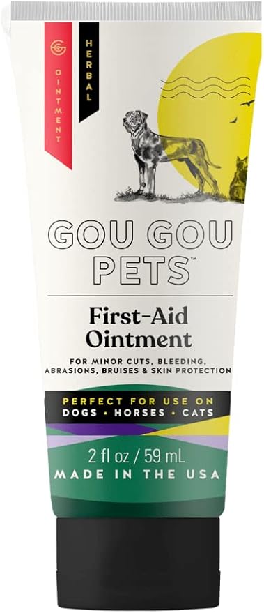 First Aid Ointment Holistic Natural Derived Herbal for Dogs, Cats, Horses for Wounds: Minor Cuts, Bleeding, Abrasions, Slow-Healing Wounds, Open and Puncture Wounds – Made in USA – 1 oz