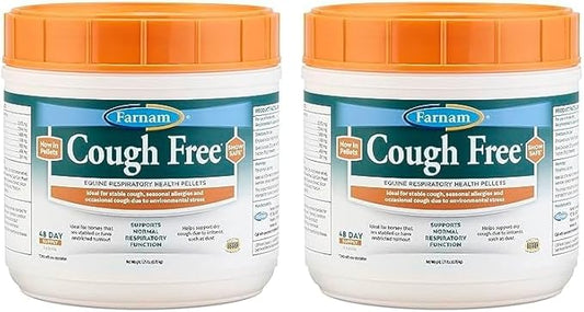 Farnam Cough Free Horse Cough Supplement Pellets, Provides Respiratory Support for Horses W/Seasonal Allergies or Stable Cough, 1.75 lb, 48 Day Supply (Pack of 2)