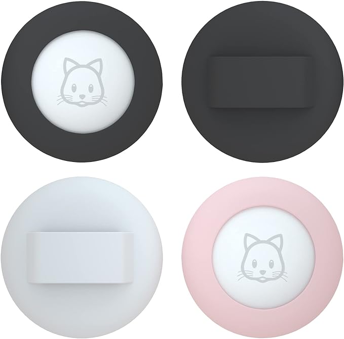 2022 Airtag Cat Collar Holder, Small Air tag Cat Collar Holder Compatible with Apple Airtag GPS Tracker, 2Pack Waterproof Case Cover for Cat Dog Pet Collar Within 3/8 inch (Black&Black&Pink&White)