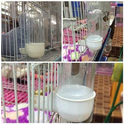 Plastic Bird Canary Budgie Cockatiel Seed and Water Feeder Dispenser Transparent