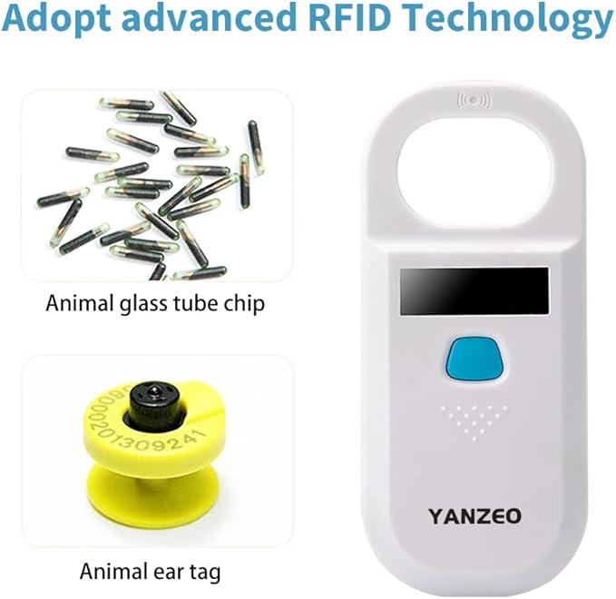 Yanzeo AR180 Pet Microchip Scanner, RFID EMID Animal Handheld Reader,134.2kHz Pet ID Scanner Rechargeable Animal Chip Registration, Pet Tag Scanner FDX-B(ISO 11784/11785)