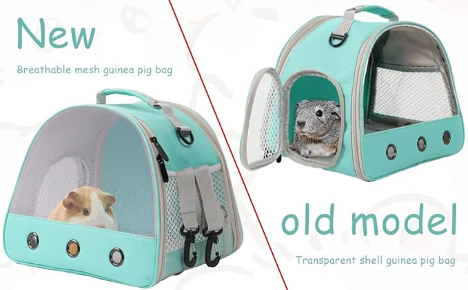 Breathable Guinea Pig Carrier Backpack with Nylon Mesh Window Portable Carrier for Guinea Pig, Bunny Bearded Dragon Bird Chinchilla Ferret Travel Outdoor