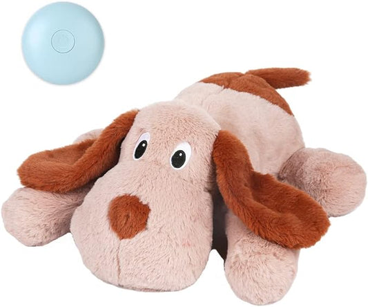 Puppy Heartbeat Toy, Dog Heartbeat Toy for Separation Anxiety Relief, Puppy Toy with Heartbeat Stuffed Animal Anxiety Calming Behavioral Aid Plush Toy for Dogs Cats Pets (Brown)