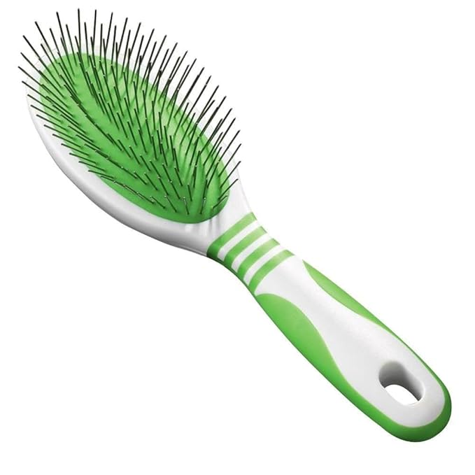 Andis 65715 Pin Brush for Medium & Long Hair Dogs - Gentle & Effective in Removing Dirt, Dust & Loose Hair - Promotes Healthy Skin & Coat - Medium, Green/white