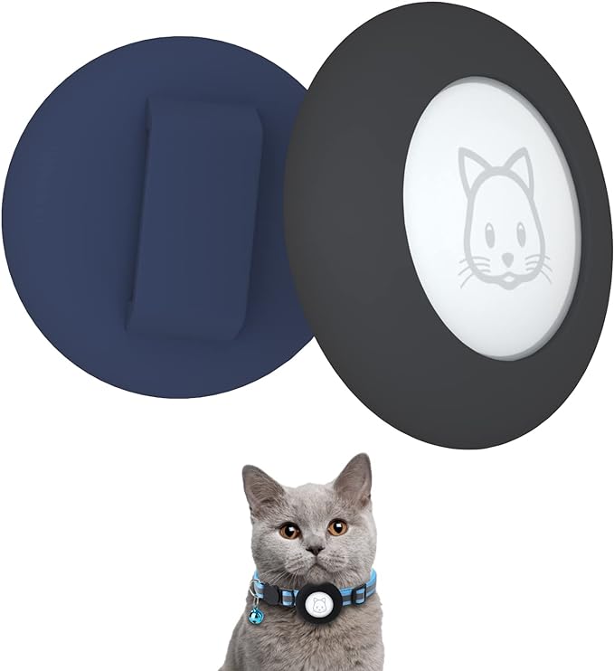 2022 Airtag Cat Collar Holder, Small Air tag Cat Collar Holder Compatible with Apple Airtag GPS Tracker, 2Pack Waterproof Case Cover for Cat Dog Pet Collar Within 3/8 inch (Black&Blue)