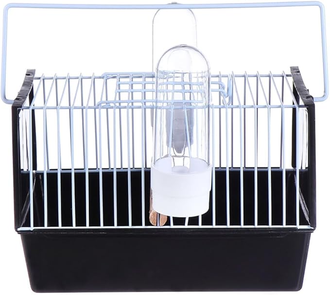 iplusmile 5.5 inch Extra Small Birds Wire Bird Cage, Bird Travel Cage and Hanging Bird House for Budgie Parakeets Finches, Bird Carrier Travel Cage with Feeder(Black)