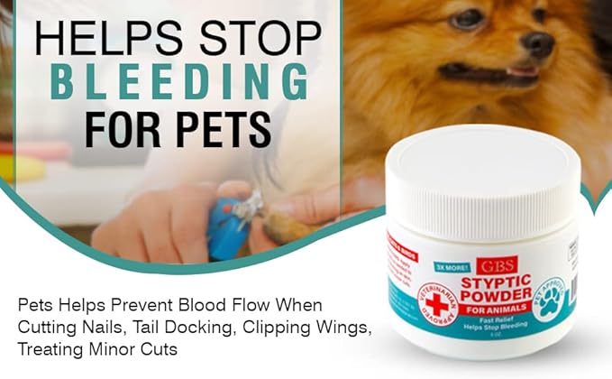 G.B.S 5 oz Quick Stop Styptic Powder for Animals Dogs with Sealed Top + Scoop, Cats & Birds Cutting Nails - Stop Bleeding Styptic Clotting Blood Powder – Easy to Apply