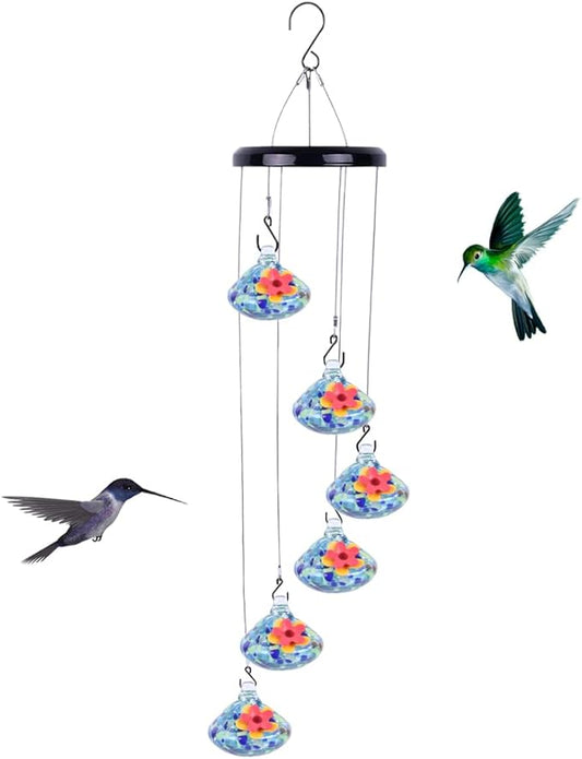 Charming Wind Chimes Hummingbird feeders for Outdoors Hanging ant and bee Proof Never Leak Perfect Garden Decor for Outside (SD-02)