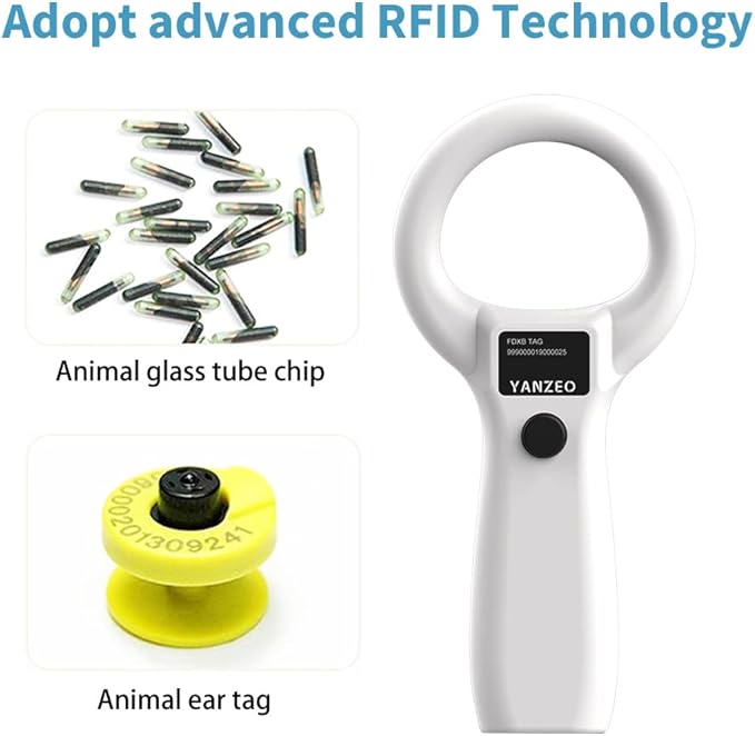 YANZEO AR180S Pet Microchip Reader Scanner, RFID EMID Animal Handheld Reader,134.2kHz Pet ID Scanner Rechargeable Animal Chip Scanner Pet Tag Scanner FDX-B(ISO 11784/11785)