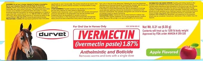 Ivermectin Paste - Horse Wormer 1 Tube 6.08 Grams (3-Pack)