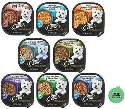 Cesar Home Delights Wet Dog Food - 8 Flavor Variety Pack, 3.5 Oz Each - Pack of 8 Plus My Buddy Notepad (9 Items Total)