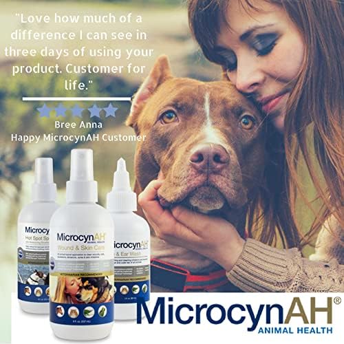 Manna Pro MicrocynAH Wound and Skin Care Hydrogel for Dogs | Non-Toxic Spray Formulated to Clean Wounds | Veterinarian Recommeneded Non-Toxic Formula | 8oz