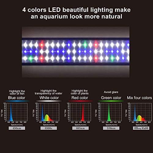 KZKR Upgraded Aquarium Light LED Full Spectrum 60-72 inch Hood Lamp for Freshwater Marine Plant 150-180 cm Multi-Color Decorations Light