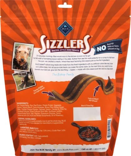 Blue Buffalo Sizzlers Natural Bacon-Style Soft-Moist Dog Treats, Cheddar Pork 15-oz bag