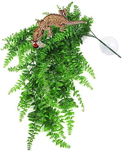 PINVNBY Reptile Plants Hanging Fake Vines Boston Climbing Terrarium Plant with Suction Cup for Bearded Dragons Lizards Geckos Snake Pets Hermit Crab and Tank Habitat Decorations (3 Pack)