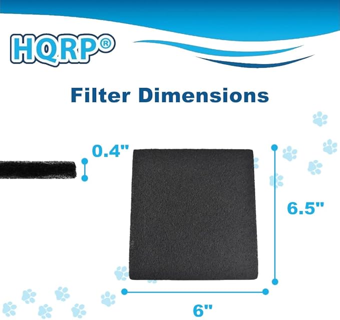 HQRP 6-Piece Activated Charcoal Carbon Litter Box Filters for Hooded Cat Litter Box, 6 x 6.5 Inch Trimmable Pads, 10mm Thick