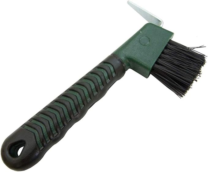 Rubber Handle Hoof Pick w/Brush for Horses, Hoof Pick for Easy Horse Hoof Cleaning, Horse Grooming Supplies