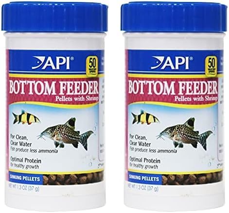 API BOTTOM FEEDER PELLETS with SHRIMP Fish Food 1.3-Ounce Container (Pack of 2)