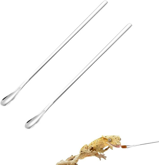 2 Pcs Crested Gecko Food Mixing Spoon Reptile Stirring Food Feeding Spoon Suitable for Crested Geckos, Lizards, Bearded Dragons,Chameleons and Other Reptiles
