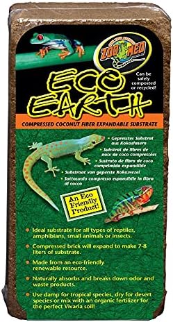 Zoo Med Eco Earth All-Natural Loose Coconut Fiber, Safely Composted, Tropical Substrate for Reptiles (8 Quarts, 2-Pack)