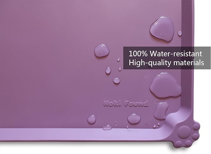 Hoki Found X-Large Silicone Pet Food Mats Tray - Non slip Pet Dog Cat Bowl Mats Placemat - Dog Pet Cat Feeding Mat - Waterproof Dog Cat Food Mats -Pet Water Mats for Carpet -Amethyst