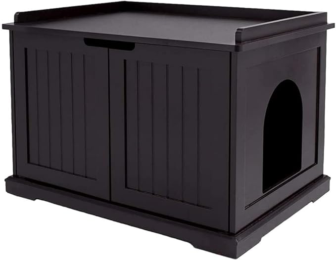 unipaws Cat Litter Box Enclosure Furniture, Cat Washroom, Hidden Litter Box Cover, Cabinet for Large Cat, Dog Proof Cat Litter Boxes, Hideaway Litter Box, Cat House, Espresso