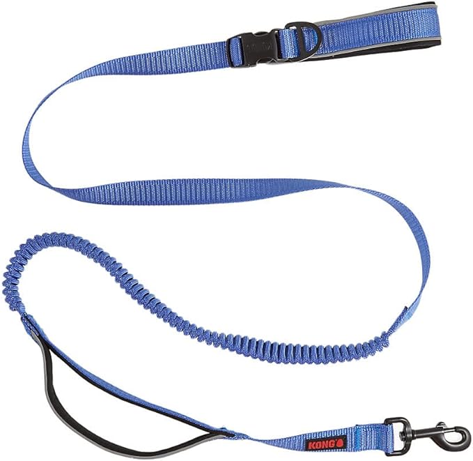 KONG Reflective Shock Absorbing Hands-Free Bungee Dog Leash 6' (Blue)