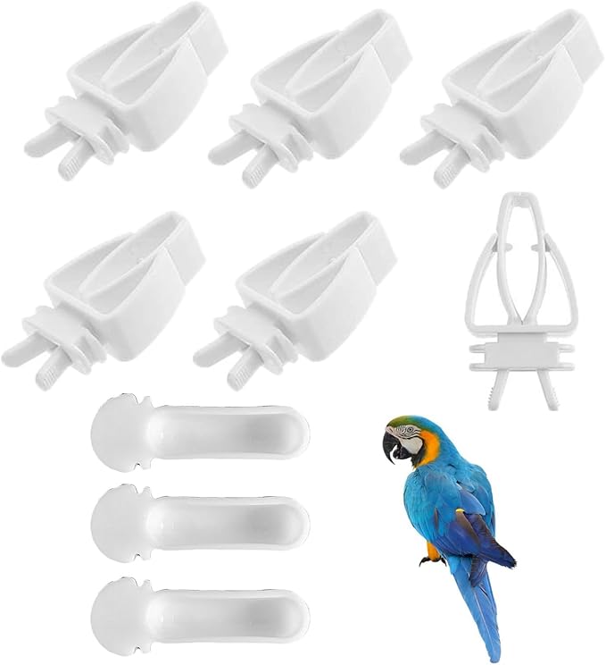 9 Pack Bird Cage Food Clips Vegetable Holder with MINI Cup Hanging Feeder for Parakeet Canary Finch Cockatoo Parrots Cockatiel Small Size Birds Fruits Grains