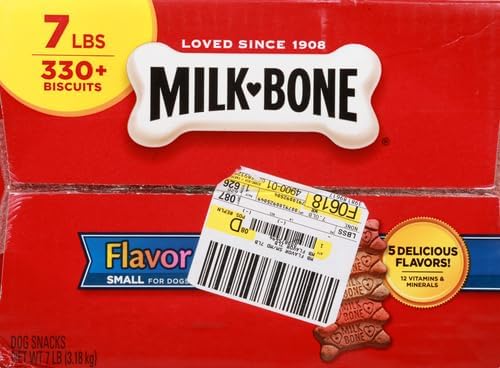 Milk-Bone Flavor Snacks Dog Treats, Small Biscuits, 7 Pound Crunchy Texture Helps Reduce Tartar (Pack of 2)