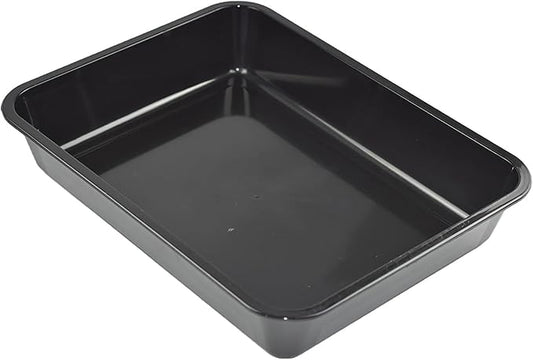 OMEM Reptile Food Bowl Large Water Dish, Wood Plate, Bowl Turtles (M=31.5 * 23.8 * 4.7, Black)