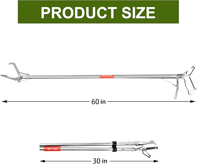 60" Snake Tongs Professional All-Aluminum Alloy Extra Heavy Duty Snake Tongs Reptile Grabber Catcher Wide Jaw Handling Garbage Picker Upper Tool。