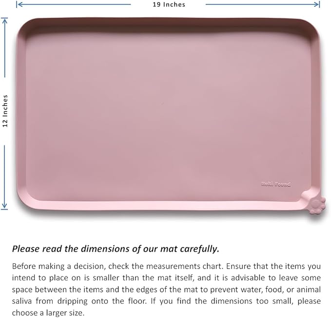 Hoki Found Silicone Pet Food Mats Tray - High-Lips Pet Dog Cat Bowl Mats - Dog Pet Cat Feeding Mat - Waterproof Dog Cat Food Mats -Pet Water Mats for floors - Neutral Pink