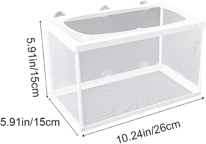 Aquarium Fry Hatchery Net Fine Mesh Fish Hatchery Isolation Net with Suction Cups Hatchery Transparent Isolation Box for Fish Tank