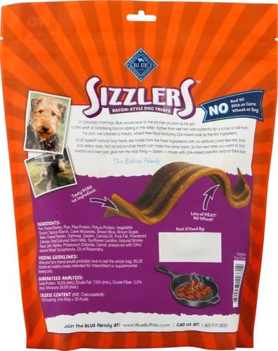 Blue Buffalo Sizzlers Natural Bacon-Style Soft-Moist Dog Treats, Original Pork 15-oz Bag