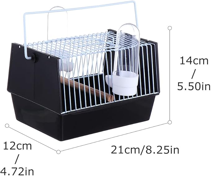 POPETPOP Small Bird Cage with Feeding Water Bottle and Handle- Parakeet Travel Cage, Portable Parrots Bird Carrier for Lovebird, Cockatiel