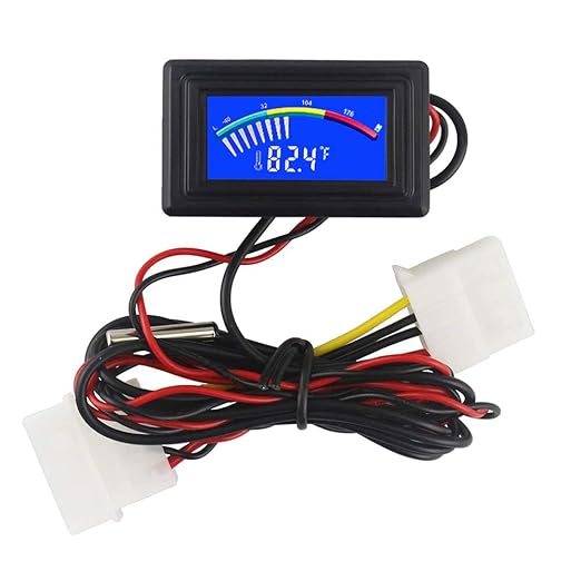 Digital Thermometer Temperature Meter Gauge Waterproof Sensor Probe Aquarium Car PC case Incubator Temp Meter 4 Pin Power Supply Celsius/Fahrenheit LCD Display