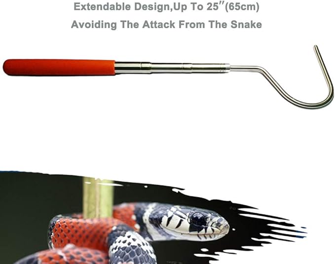 Extendable Snake Hook Reptile Corn Snake Ball Python Rattlesnake Handling Tool for Catching,Controlling,Or Moving Snakes, Material Tool(53inch and 25inch)