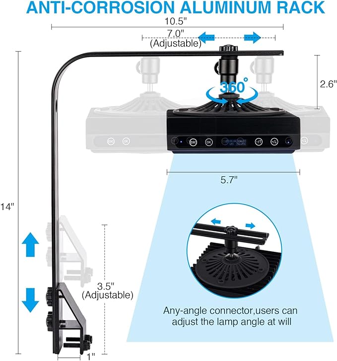 Aquarium Light - 60Watts Reef Light for Coral Sunrise Sunset Moonlight Fish Tank Light with Screen Timer for Marine AquariumSaltwater Aquarium Tanks Corals