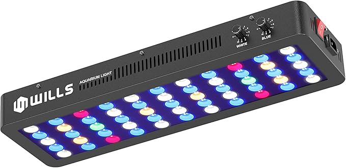 WILLS Aquarium Light, Dimmable Full Spectrum Fish Tank Light with 3 Dimming Modes & 55 Premium SMD Chips, 165W LED Aquarium Plant Light for Saltwater Freshwater Coral Reef (21.3"x6.7"x2.4")