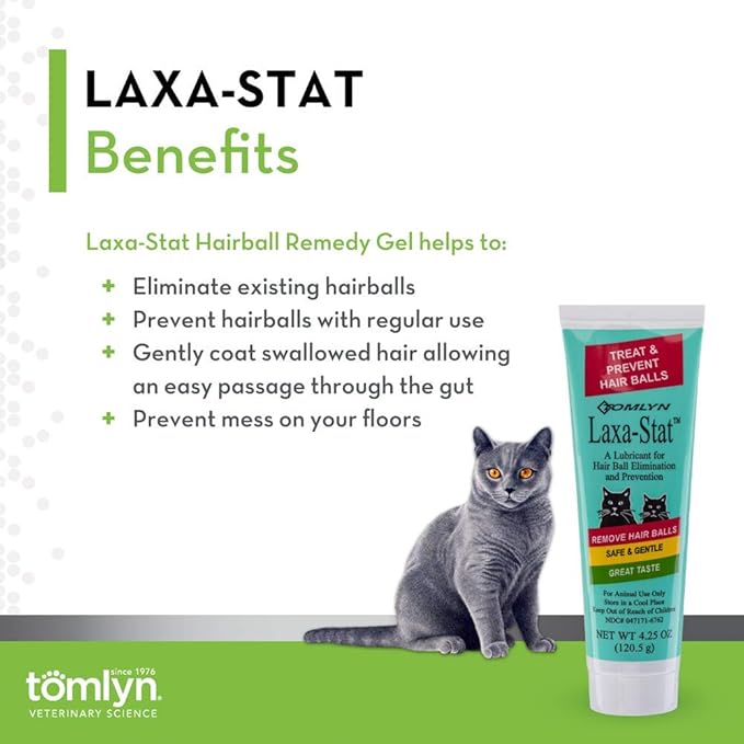 Tomlyn Laxa-Stat Maple-Flavored Hairball Remedy Gel for Cats, 4.25oz