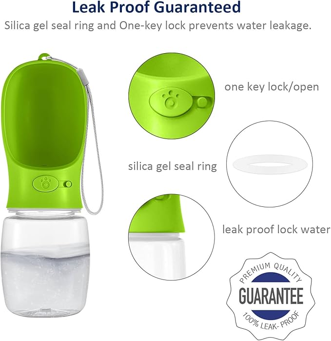 WePet Portable Dog Water Bottle, 12 OZ, Leak Proof Puppy Water Dispenser with Drinking Feeder for Pets Outdoor Walking, Hiking, Travel, Food Grade Plastic