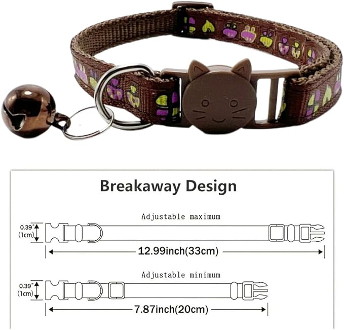 Cat Collar with Safety Buckle, Removable Bell and Adjustable Kitten Collar - Outdoor Safety, blue