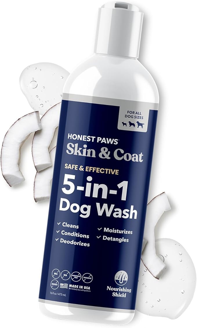 Honest Paws Dog Shampoo and Conditioner - Premium Dog Wash for Allergies and Dry, Itchy, Moisturizing for Sensitive Skin - Sulfate Free, Plant Based, All Natural - 2 Pack