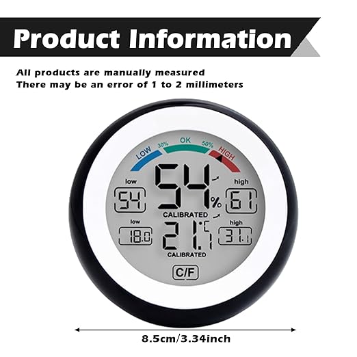 Reptile Terrarium Thermometer Hygrometer, Reptile Thermometer and Humidity Gauge with Touch Screen & Suction Cup, High-Accuracy Digial Display Humidity Gauge for Aquarium Tank and Pet Rearing Box