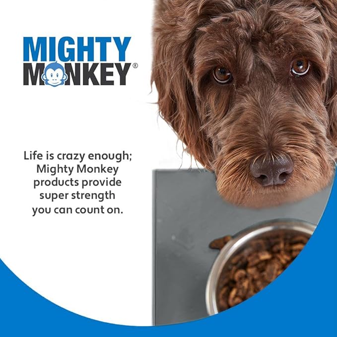 MIGHTY MONKEY 100% Waterproof Dog Food Mat, Raised Edges Silicone Pet Feeding Placemat for Cat, Dogs, Pet Bowls, High Lipped Tray Prevents Water Spills, Food on Floor, Dishwasher Safe, 18x12, Gray