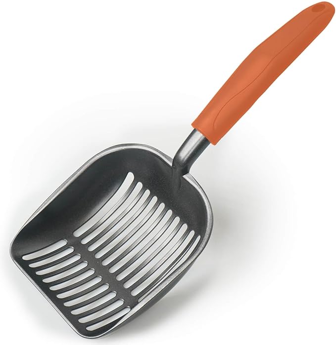 Metal Cat Litter Scoop - Non Stick Aluminum Alloy Aluminum cat Litter Scooper, Solid and Durable Oversized Metal Litter Scoops, Solid Metal, Fecal screening, Solid Handlel Orange